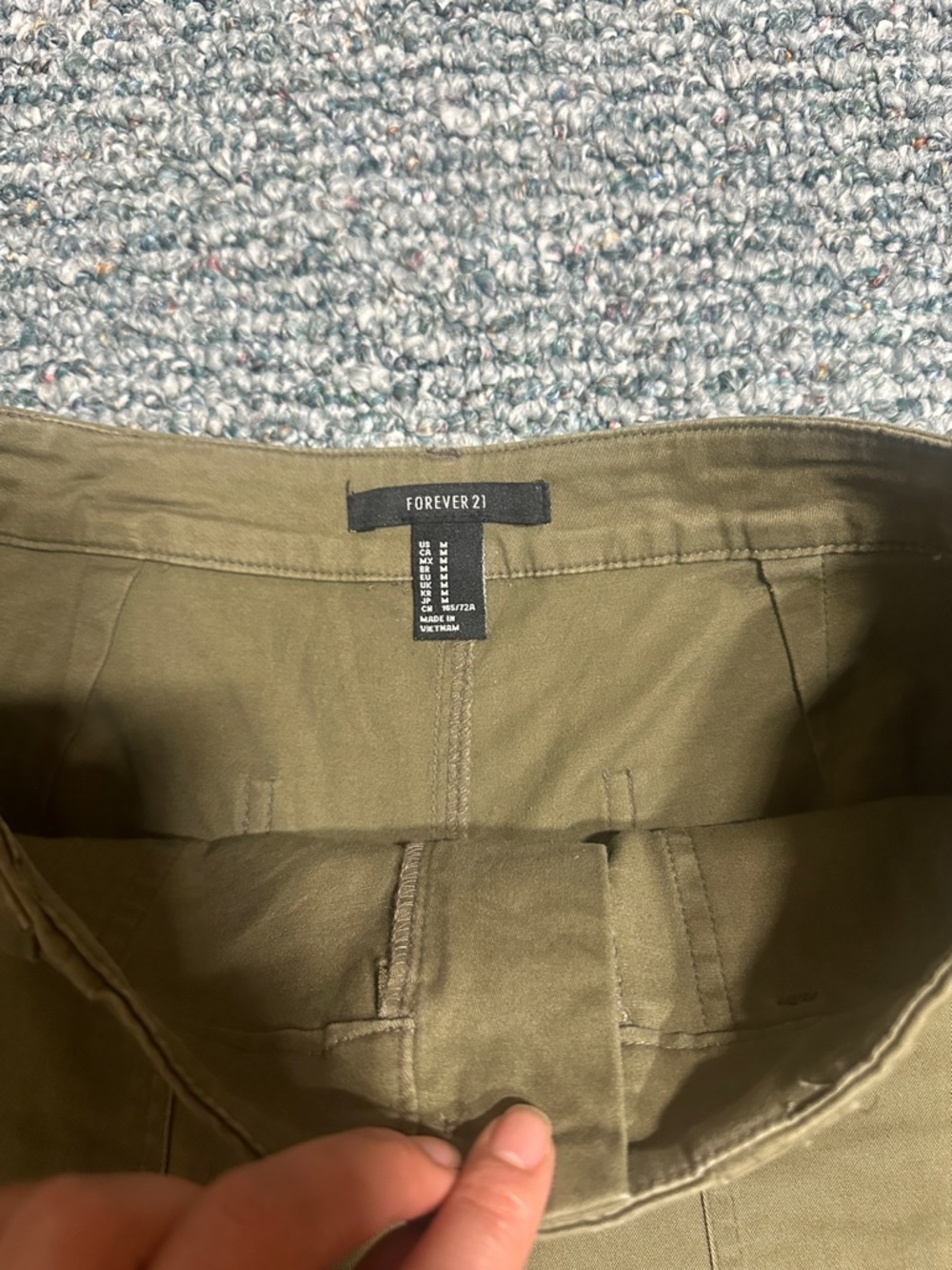 Cotton Olive Wide-Leg Chinos Capri Gaucho Pants - Picture 3 of 4
